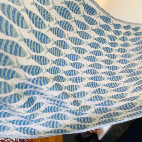 School of Fish Towel Soft Muslin Layered Weave Organic Cotton XL Sea Green Blue - Picture 7 of 12